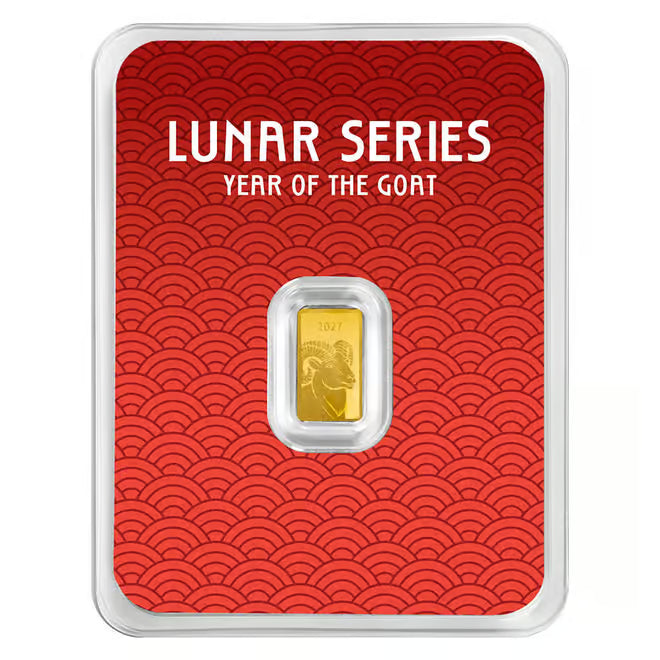2027 1 Gram PAMP Lunar Year of the Goat Gold Bar .9999 Fine (in TEP)
